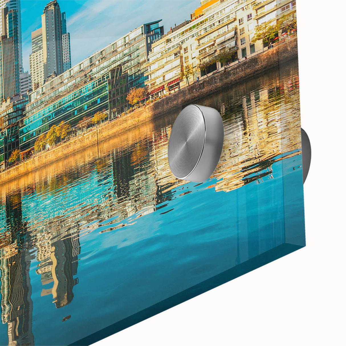 Large abstract wall art of Buenos Aires in muted earth tones on acrylic glass, ideal for dining room ambiance.