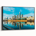 Black and white vintage poster art of Buenos Aires landscape on framed canvas, suitable for bedroom decor.