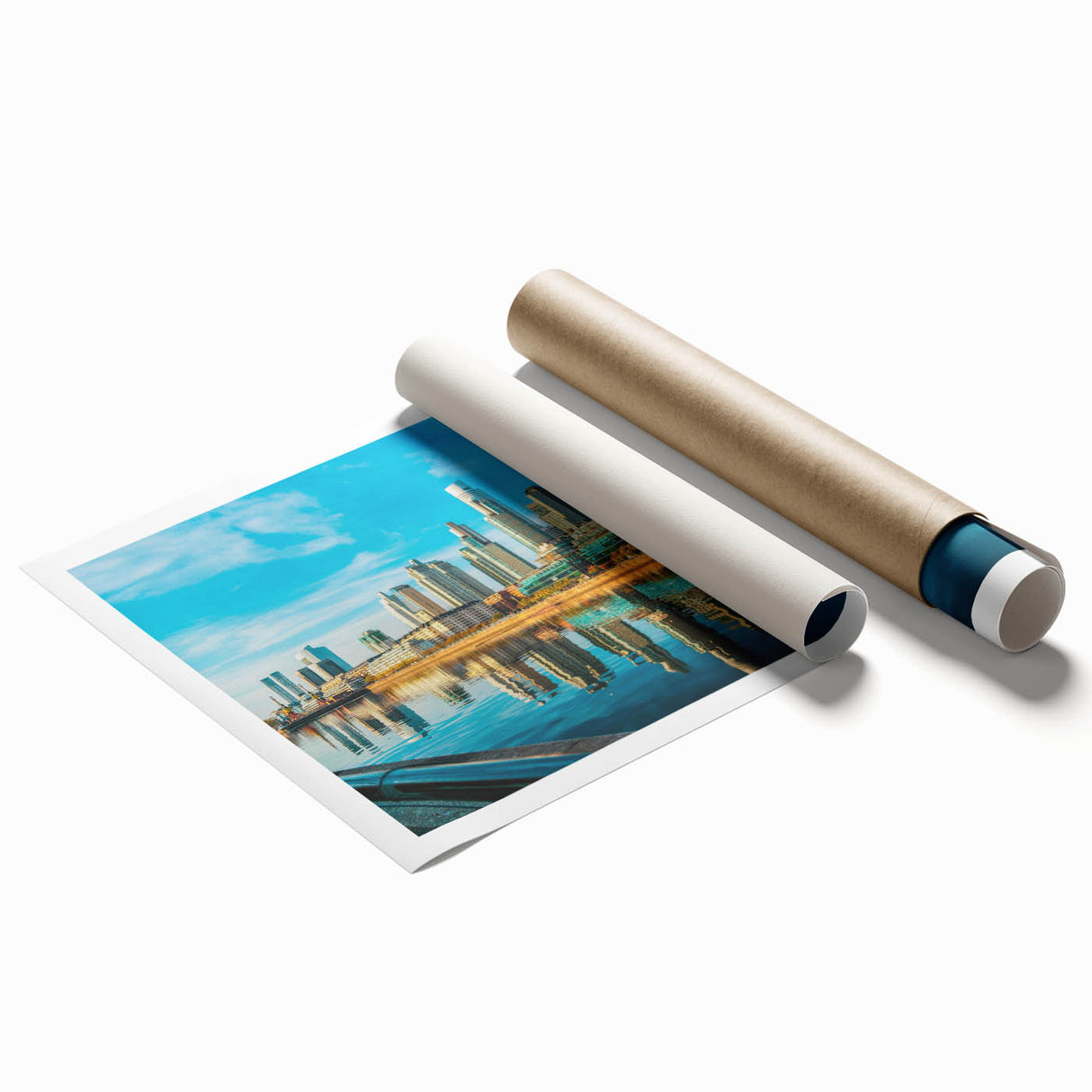 Extra large rolled print of a floral scene set in Buenos Aires, featuring vibrant green and pink tones.