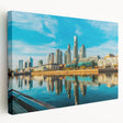 Side view of a stretched canvas featuring a vibrant depiction of Buenos Aires scenery, ideal for kitchen wall art.
