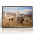 Large abstract wall art featuring a mid-century modernist depiction of a Bolivian landscape in earth tones on a framed…