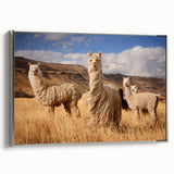 Landscape art painting of a Bolivian scenery on framed canvas, featuring colorful art with black borders.