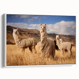 Vintage poster art of a Bolivian landscape on framed canvas, featuring bold colors, perfect for living room decor.