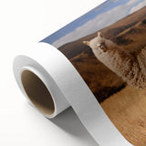 Art deco poster of Bolivian scenery in muted earth tones on rolled canvas, suitable for nursery wall art.