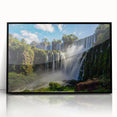 Large abstract wall art of a Brazilian landscape in muted earth tones, framed in black acrylic.