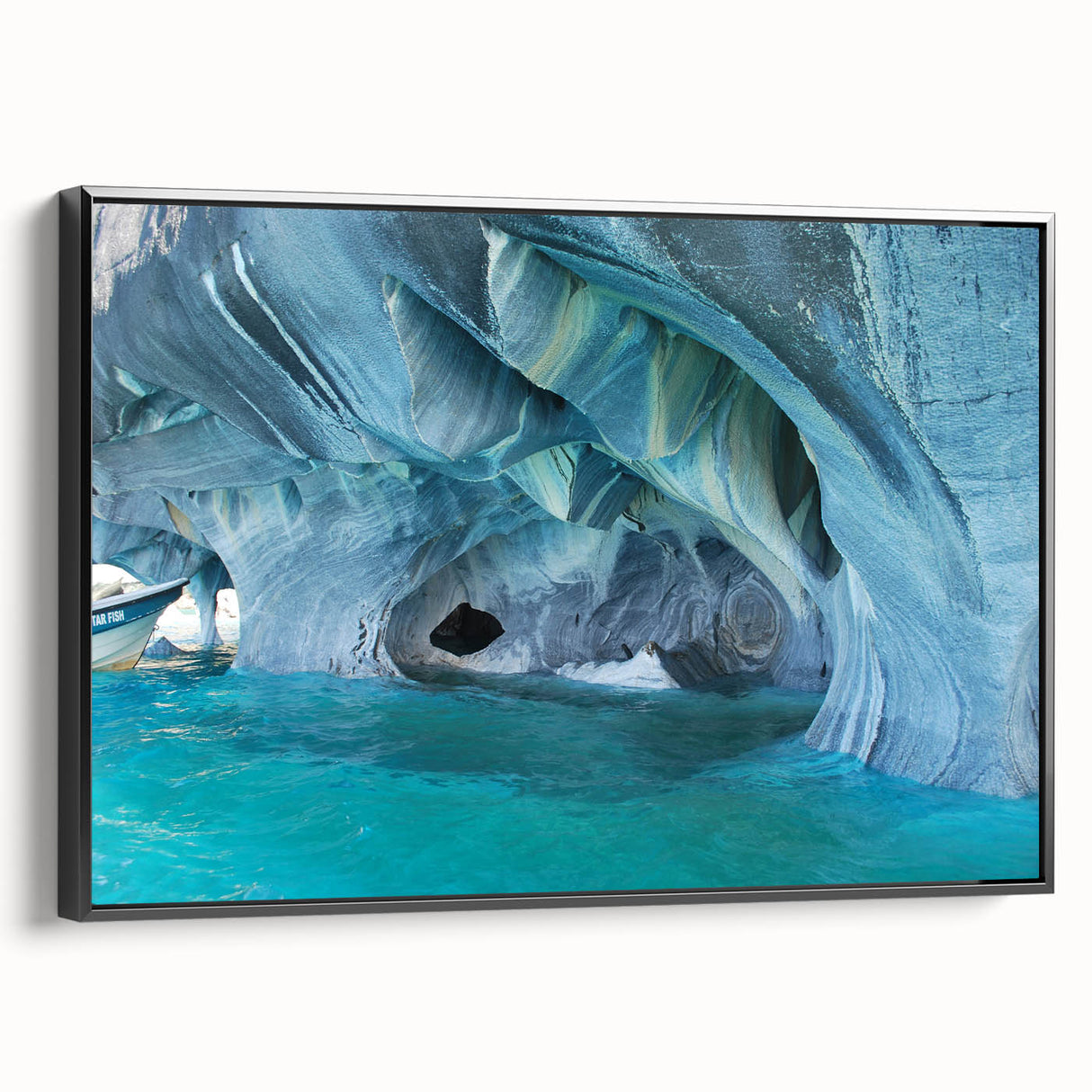 Black and white framed canvas of a Chilean landscape, ideal for bedroom wall art.