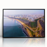 Large abstract wall art depicting a stylized South American scenery in muted earth tones on a framed acrylic.