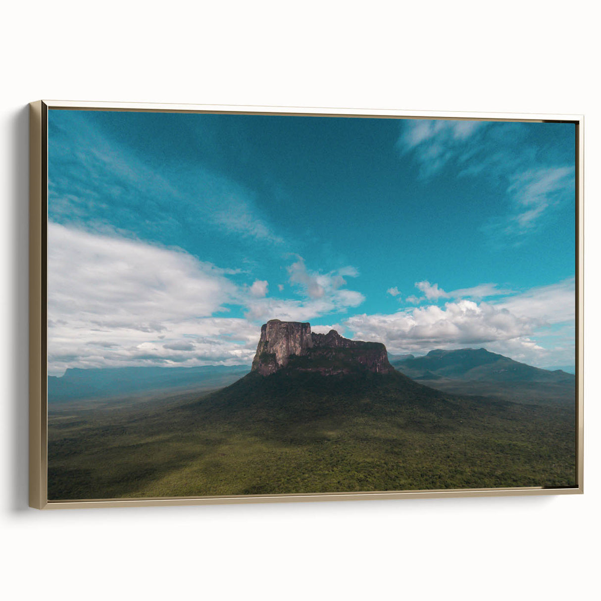 Framed canvas depicting a vintage-style landscape painting of a Venezuelan scenery, ideal for bedroom wall art.