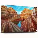 Acrylic print of Arizona's Coyote Buttes in natural earth tones, suitable for bedroom or dining room decor.