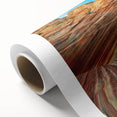 Art Deco-style poster of Arizona's Coyote Buttes in pastel shades on rolled canvas, suitable for nursery wall art.