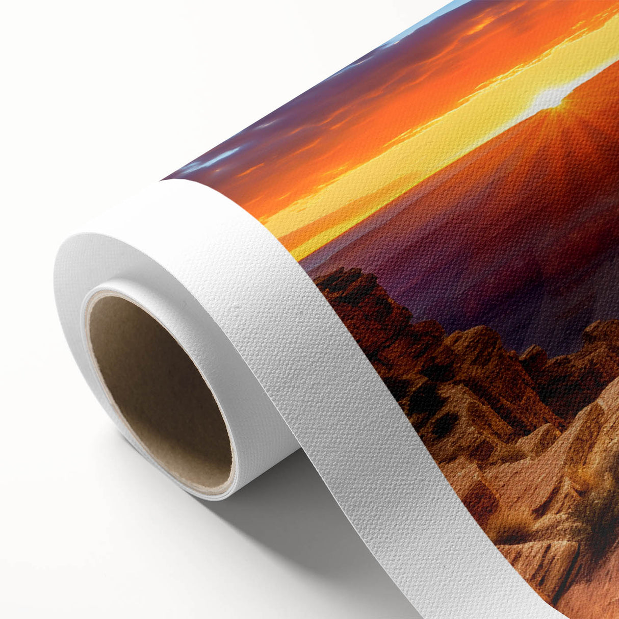 Art deco poster of the Grand Canyon in muted earth tones on rolled canvas, ideal for nursery wall art or dining room decor.