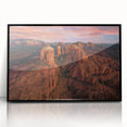Large abstract wall art depicting the Sedona landscape, in mid-century modernist style with muted earth tones.