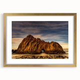Extra large abstract art print featuring textured waves in muted blue and gray, framed in gold, ideal for living room decor.