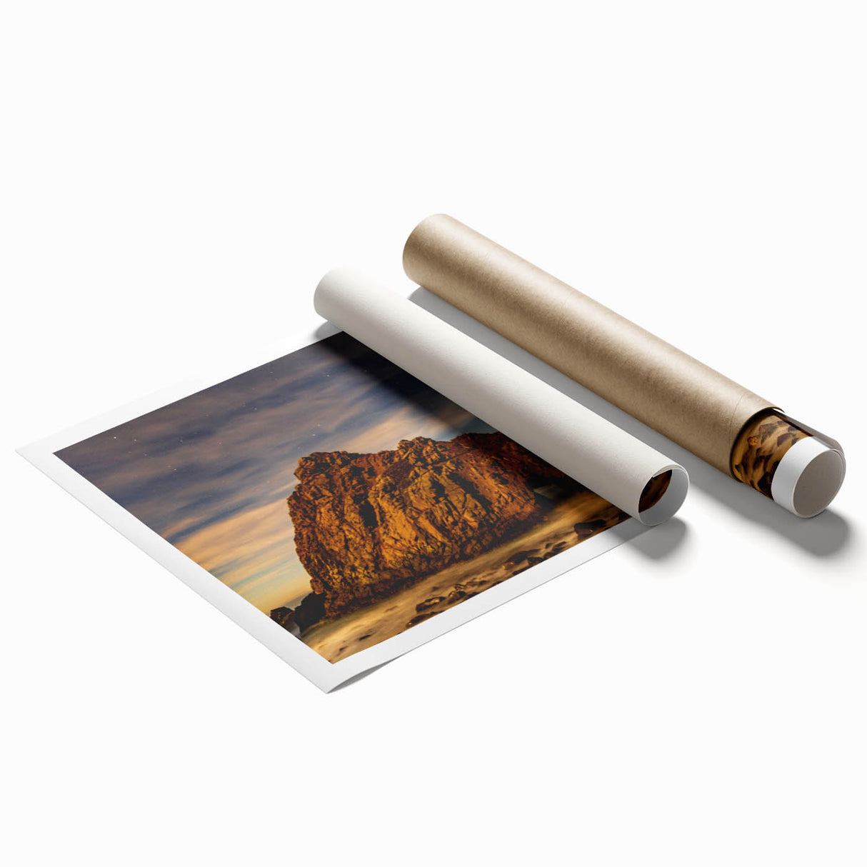Extra large rolled print of Big Sur scenery with vibrant green and blue tones, suitable as classy bathroom wall art.