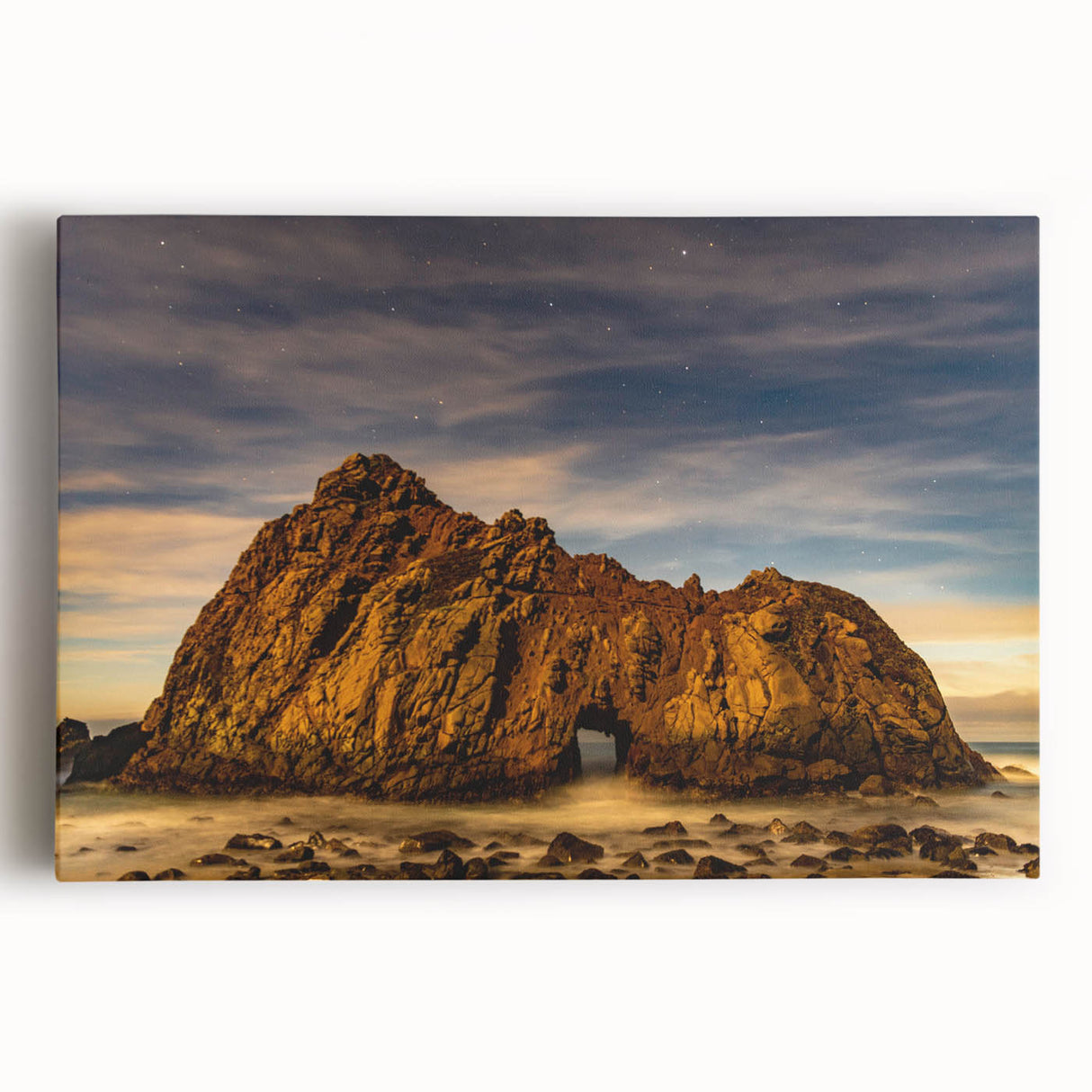 Black and white photo of Big Sur coastline on large stretched canvas, ideal for kitchen wall art.