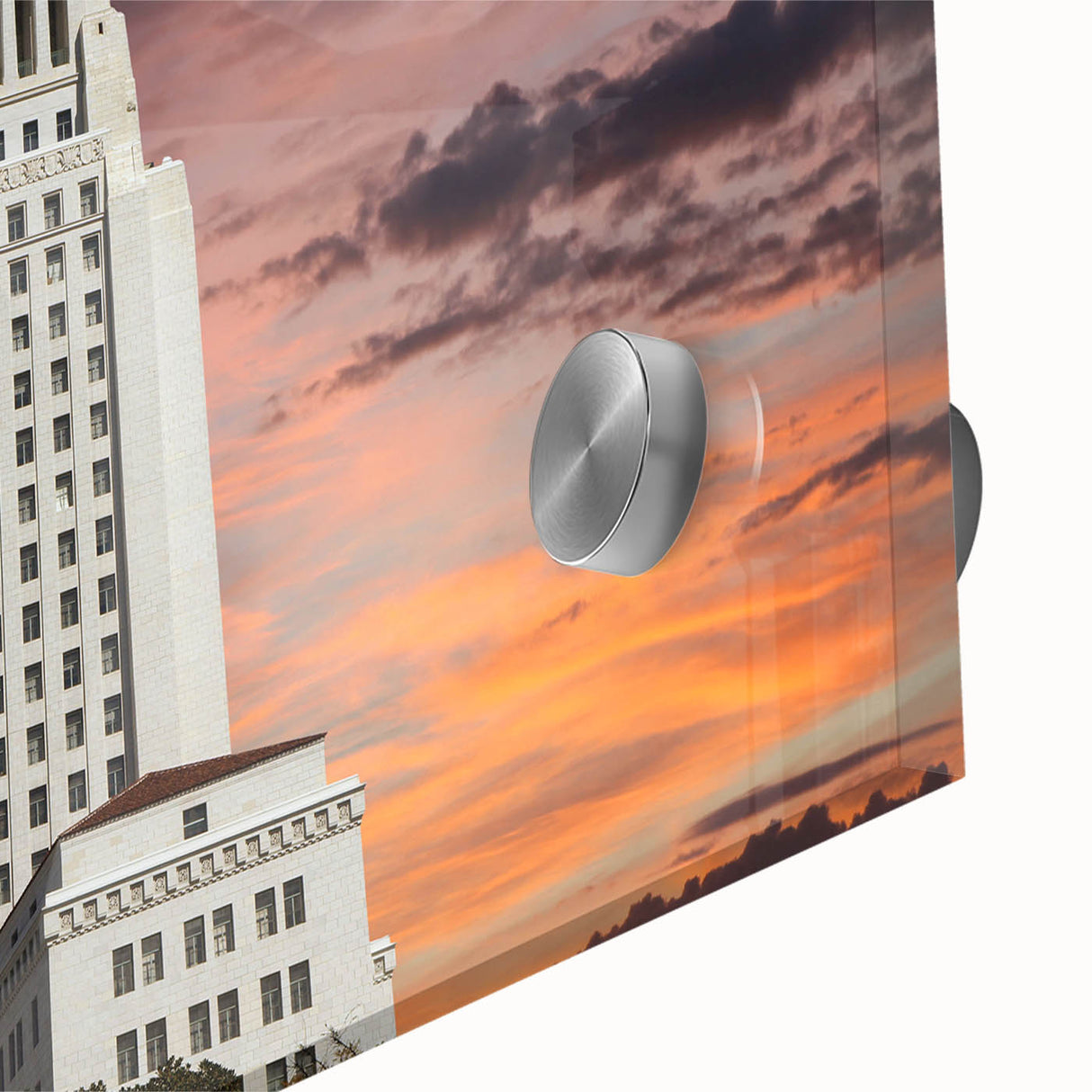 Acrylic print of a large abstract depiction of Los Angeles with mid-century modernist influences.