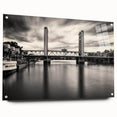 Acrylic print of a large abstract depiction of Sacramento, featuring vibrant blue and green tones.