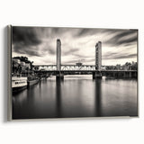 Landscape art painting of Sacramento with colorful palette on silver-framed canvas, suitable for living room decor.