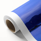 Art deco style San Francisco skyline on a rolled canvas with pastel blue and pink shades, ideal for nursery wall art.