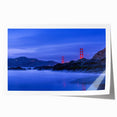 San Francisco skyline in muted gray and blue tones on a large rolled canvas, suitable for dining room wall art.