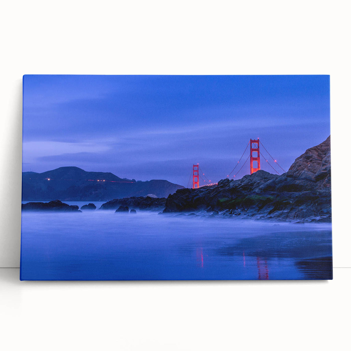 Black and white photo of San Francisco skyline on stretched canvas, ideal for kitchen wall art or bedroom.