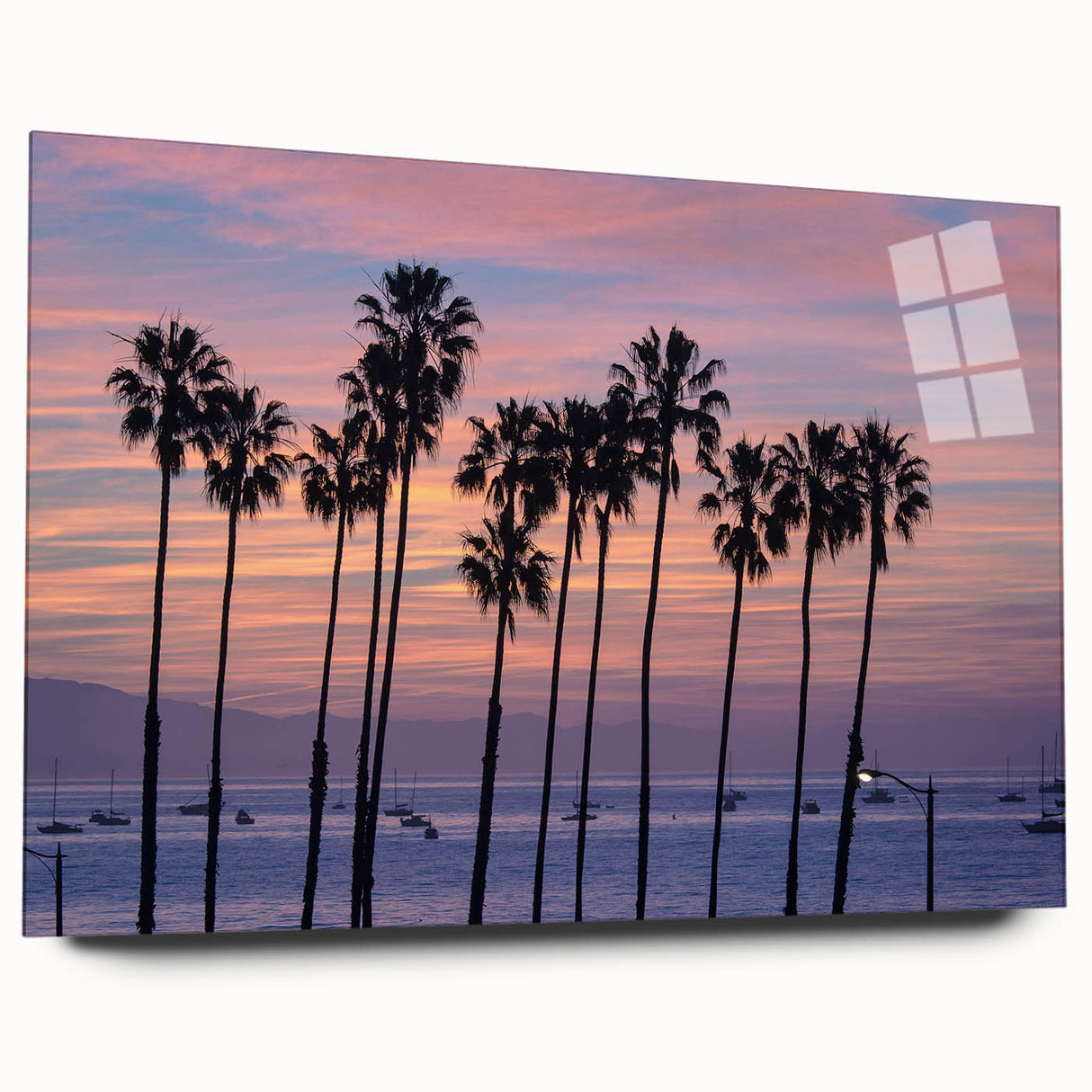 Large abstract wall art of Santa Barbara scenery in muted earth tones, acrylic print.