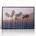 Large abstract wall art featuring a vibrant Santa Barbara scene in mid-century modernist style on framed acrylic.