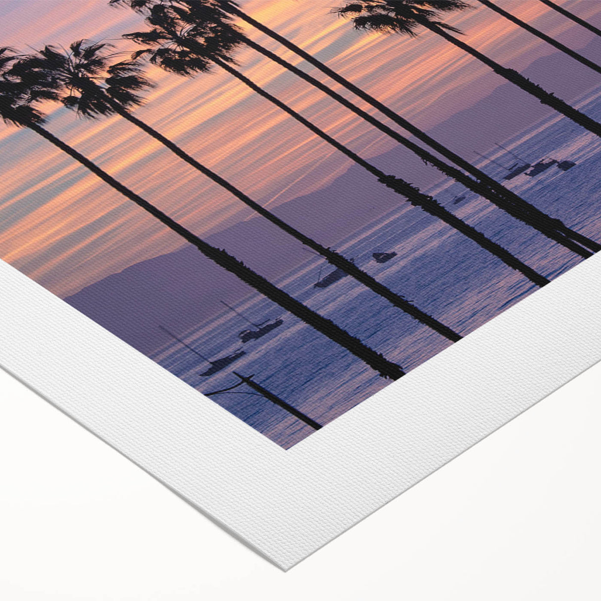 Art deco poster of Santa Barbara in muted blue and orange, rolled canvas, suitable for dining room decor.