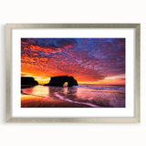 Textured abstract art print of Santa Cruz landscape in muted earth tones on a framed canvas, suitable for bedroom art.