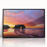 Large abstract wall art depicting Santa Cruz scenery in muted earth tones on a framed acrylic.