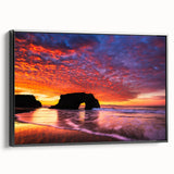 Black and white framed canvas of Santa Cruz landscape, ideal for bedroom wall art in vintage poster style.