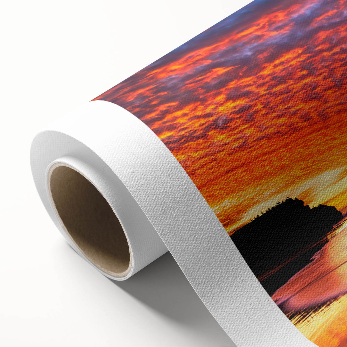 Art deco poster of Santa Cruz scenery in soft pastel shades on rolled canvas, ideal for nursery wall art.
