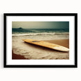Extra large abstract art print of colorful, textured Santa Monica scenery on a black framed canvas.