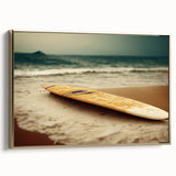 Framed canvas of Santa Monica landscape in muted black and gold tones, ideal for bedroom wall art.