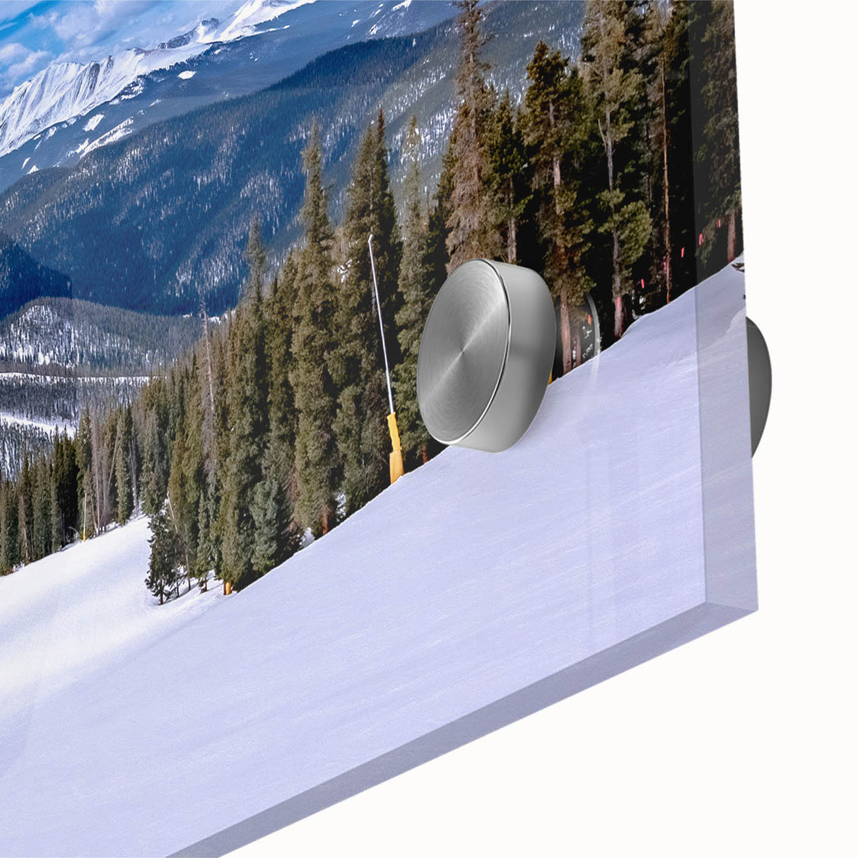 Large abstract wall art depicting the Colorado Boulder scenery in muted earth tones on acrylic glass.