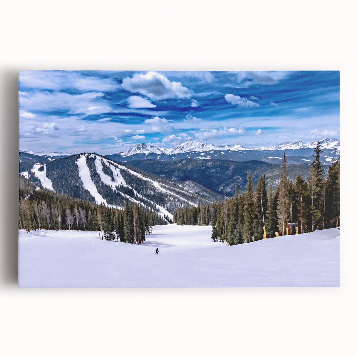 Black and white photograph of Boulder, Colorado scenery on large stretched canvas, ideal for kitchen wall art.