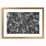 Extra large abstract art print of Telluride, Colorado scenery in gold frame, featuring textured earth tones.
