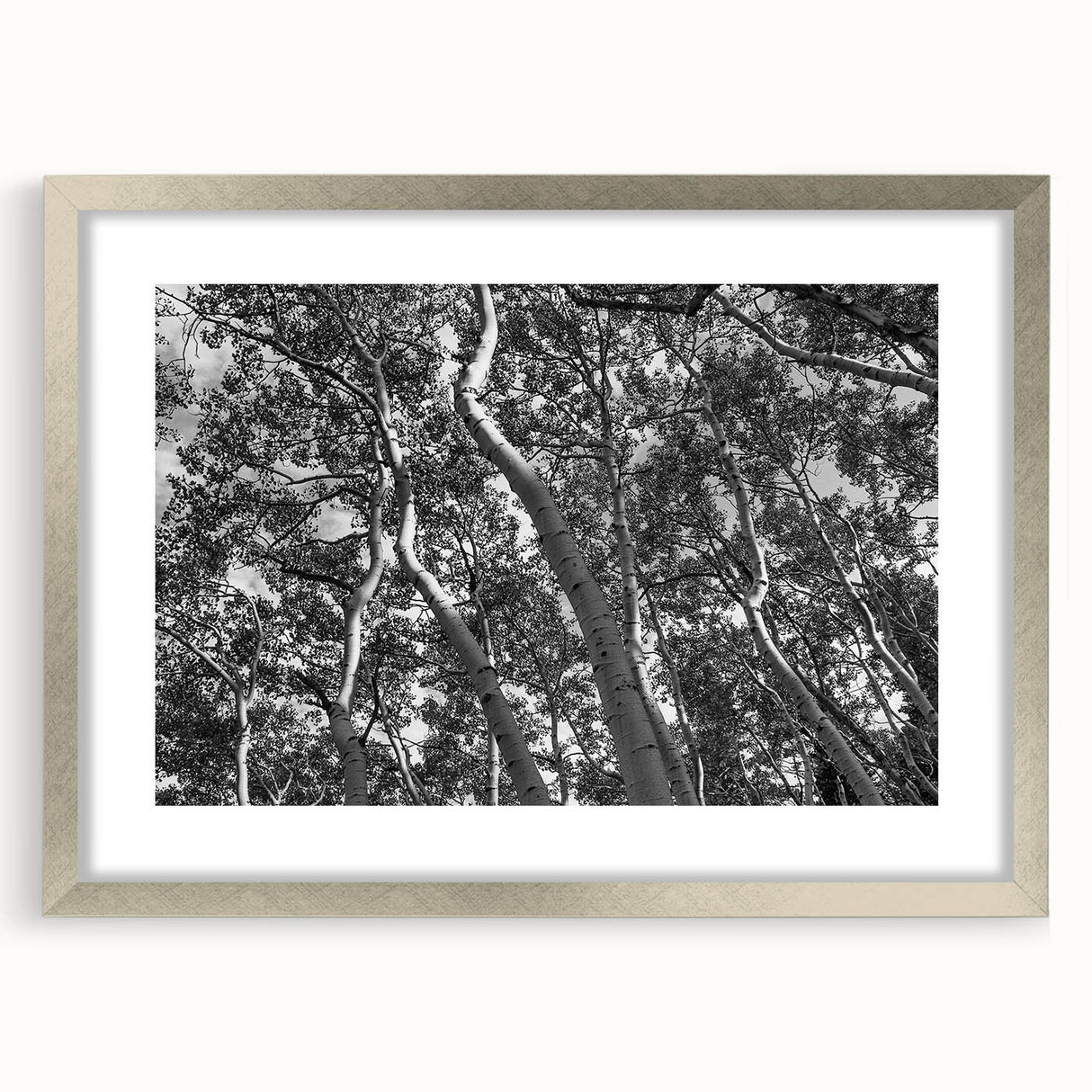 Textured abstract art print depicting a Colorado landscape in muted earth tones, framed in silver.
