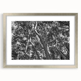 Textured abstract art print depicting a Colorado landscape in muted earth tones, framed in silver.