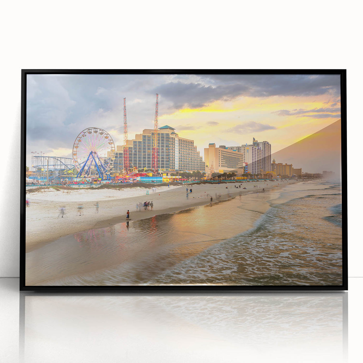 Large abstract wall art featuring Daytona scenery in muted earth tones on a framed acrylic, suited for modern art wall decor.