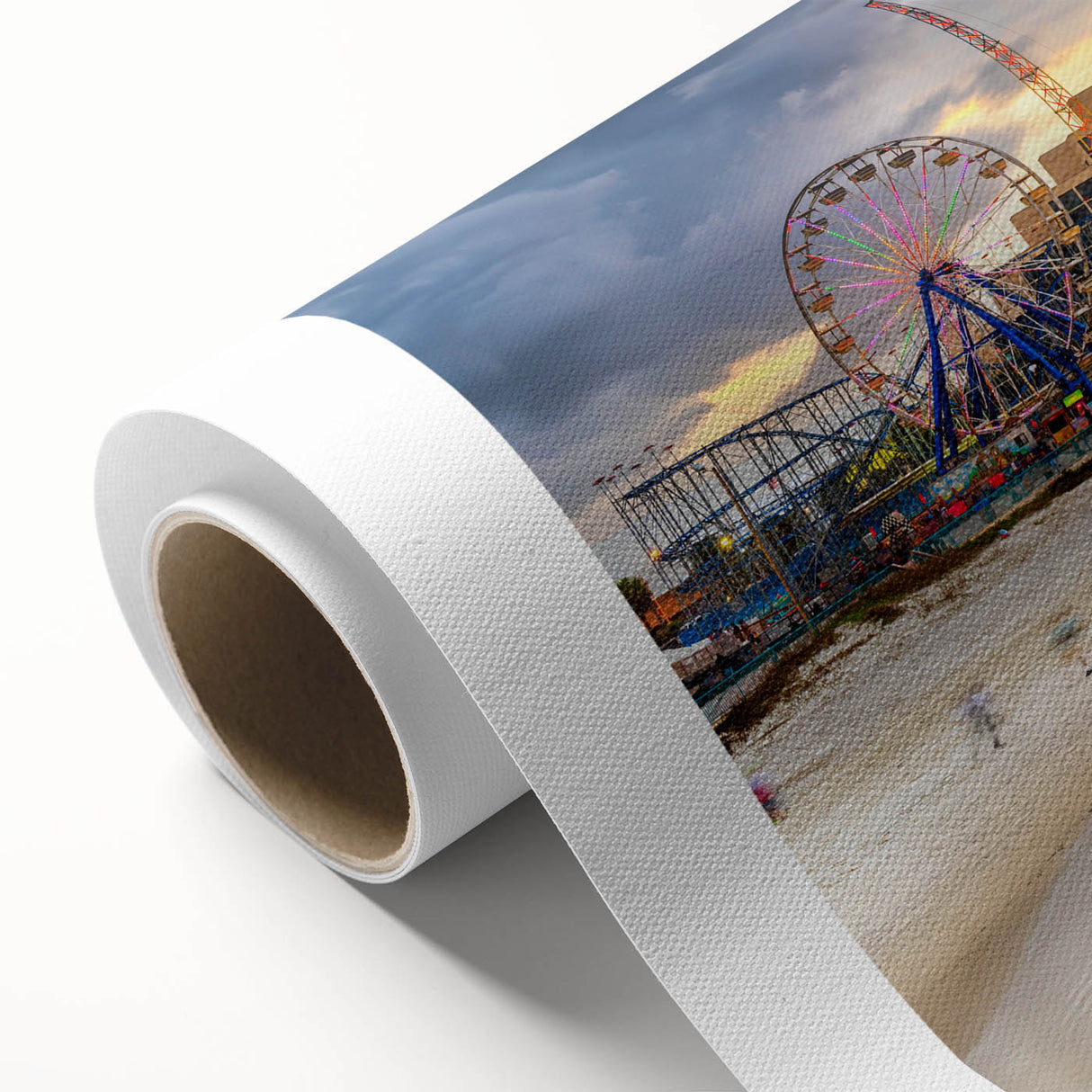 Art deco poster of Daytona scenery in pastel shades on rolled canvas, ideal for nursery wall art.