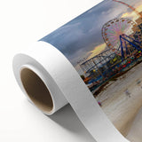 Art deco poster of Daytona scenery in pastel shades on rolled canvas, ideal for nursery wall art.
