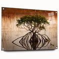 Acrylic print of a serene Everglades landscape in muted greens and blues, ideal for bedroom or dining room decor.