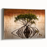 Framed canvas of a vintage-style Everglades landscape painting, featuring muted greens and blues.