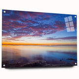 Acrylic print of the Florida Keys landscape in muted blue and green tones, suitable for bedroom or dining room decor.