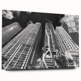 Acrylic print of a vibrant Miami skyline in vivid sunset colors, ideal for dining room decor.