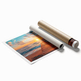 Extra large rolled print of Palm Beach with vibrant floral elements in pastel shades, ideal for classy bathroom wall art.