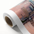 Art deco poster of Tampa skyline in pastel shades on rolled canvas, suitable for nursery wall art or dining room.