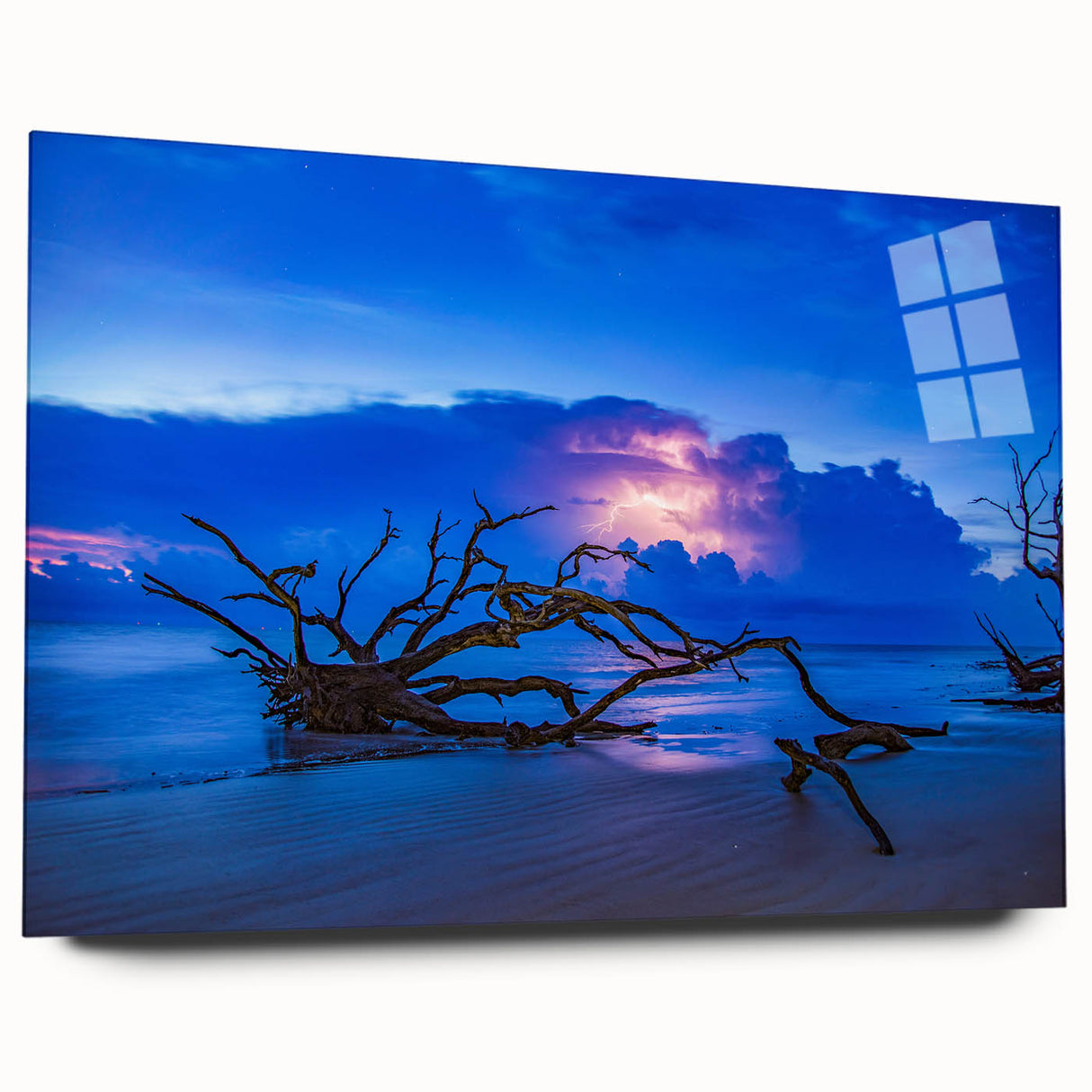 Acrylic print of Savannah, Georgia skyline in muted earth tones, suitable for bedroom or dining room decor.