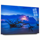 Acrylic print of Savannah, Georgia skyline in muted earth tones, suitable for bedroom or dining room decor.